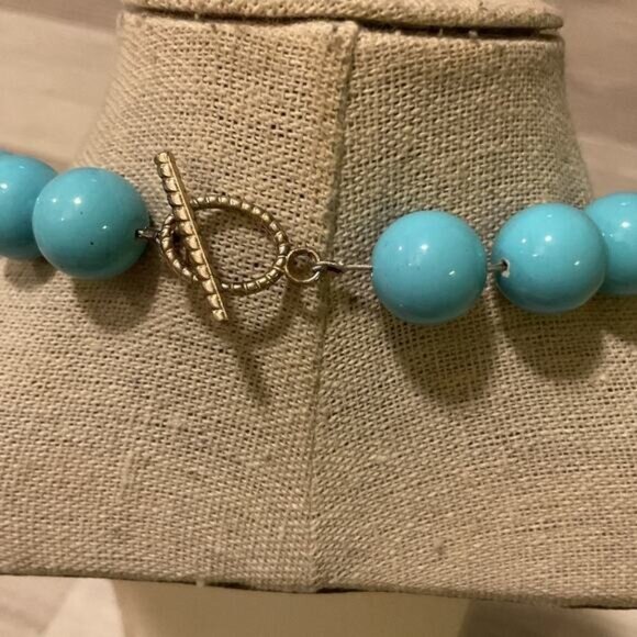 Robins Egg Blue Beaded Black Zebra Accented Bubble Gum Necklace - Picture 4 of 5